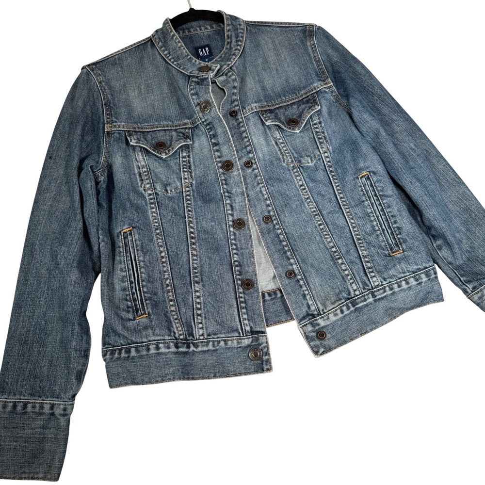 GAP Vintage Womens Denim Jacket Blue Y2K Trucker Style 100% Cotton Medium